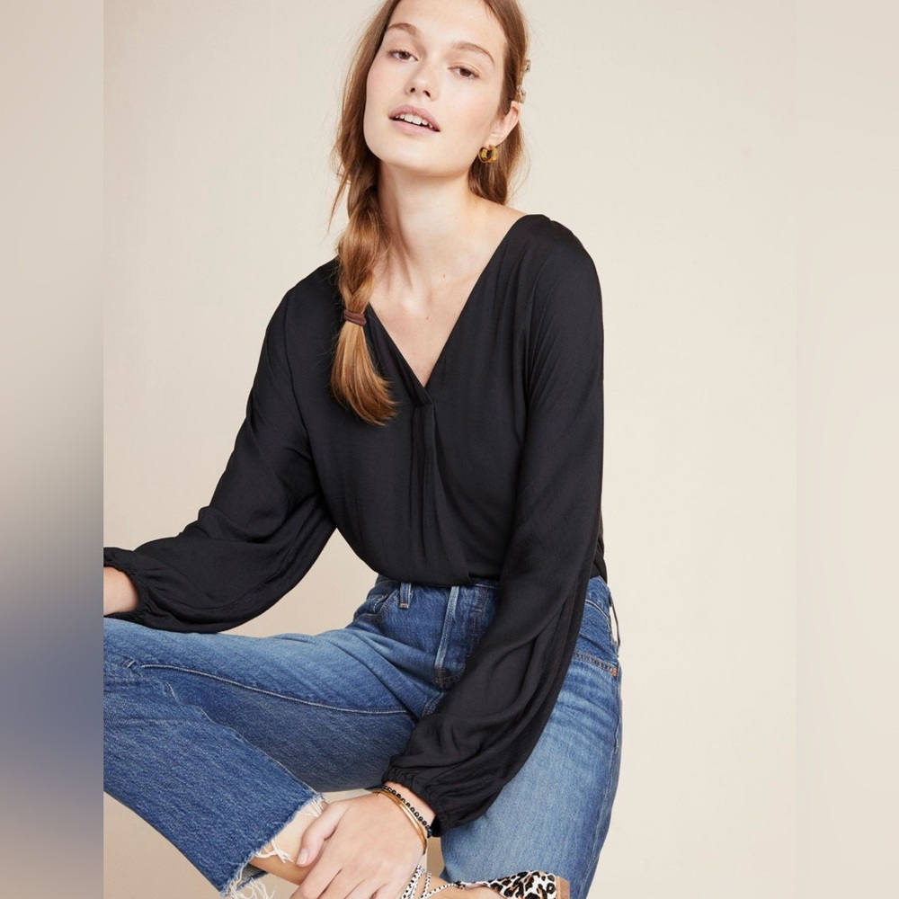 Flowy Black V-Neck Top